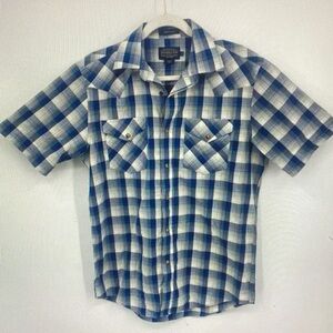 Pendleton Men's Blue and White Plaid Shirt